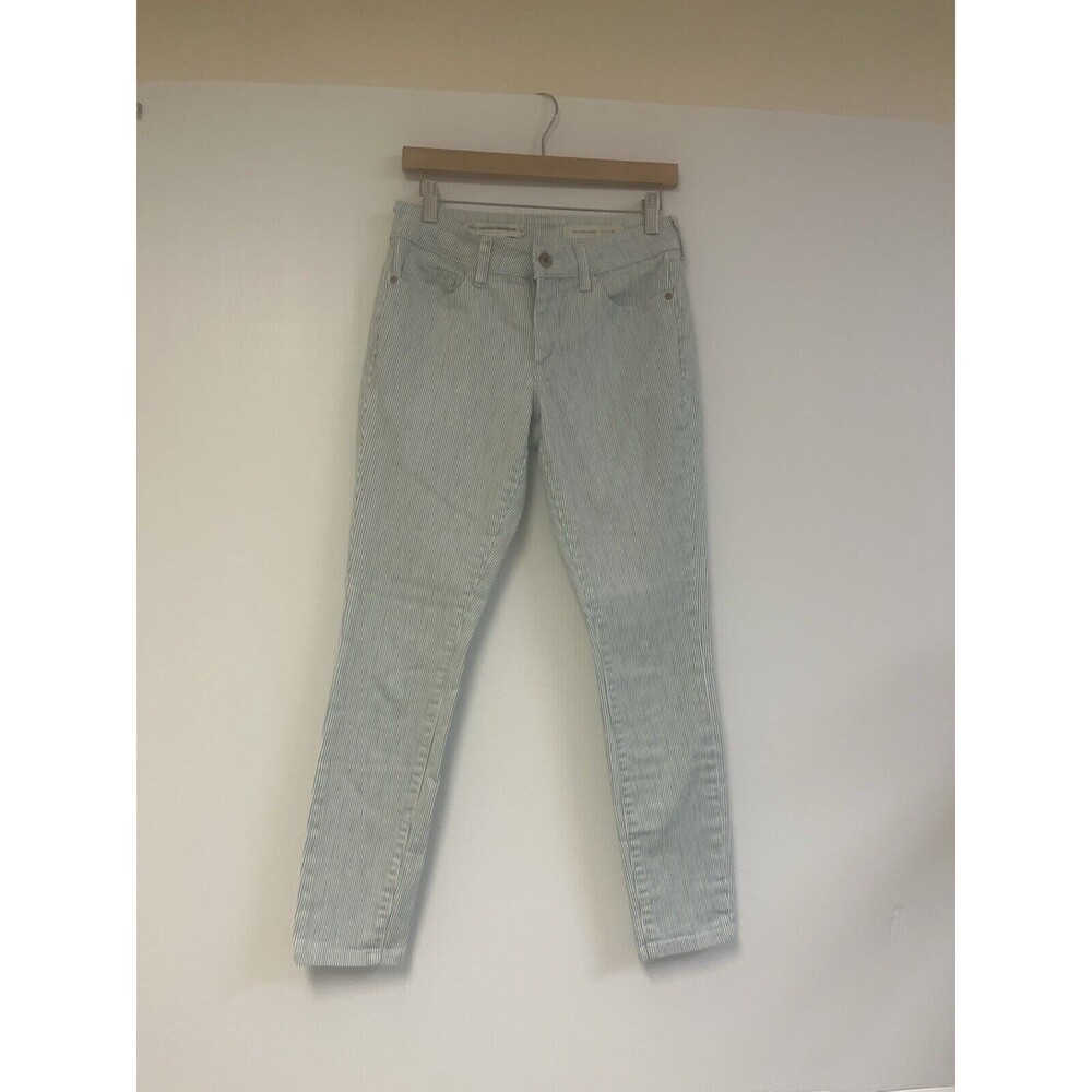 Pilcro & The Letterpress Anthropologie 27 Blue Striped Denim Skinny Mid Rise